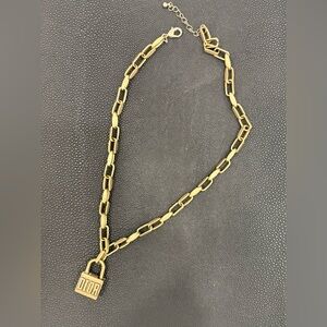 Costume  Gold Necklace with Lock Pendant